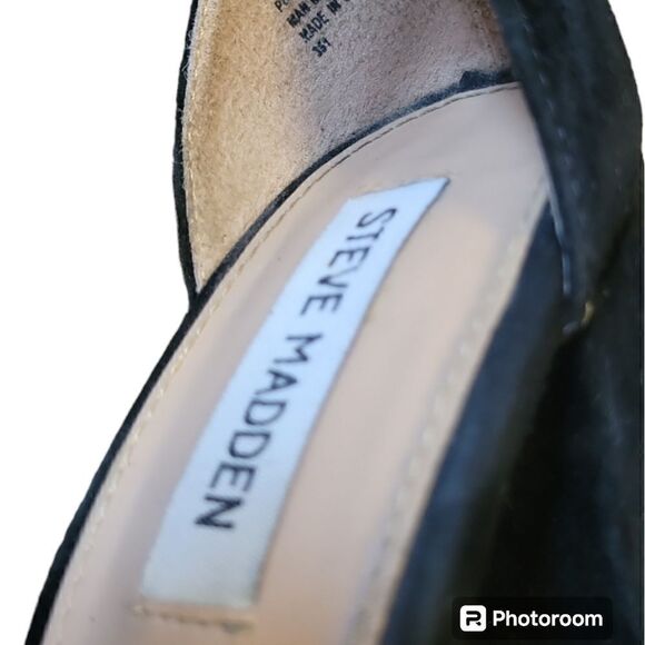 Steve Madden CARRSON BLACK SUEDE Open Toe Heels  10 - Picture 8 of 9